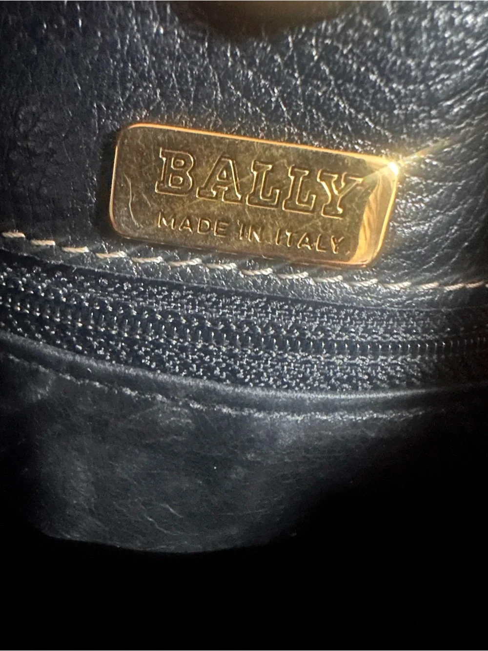 Bally Black and Brown Leather Messenger Tote with Gold Chain
